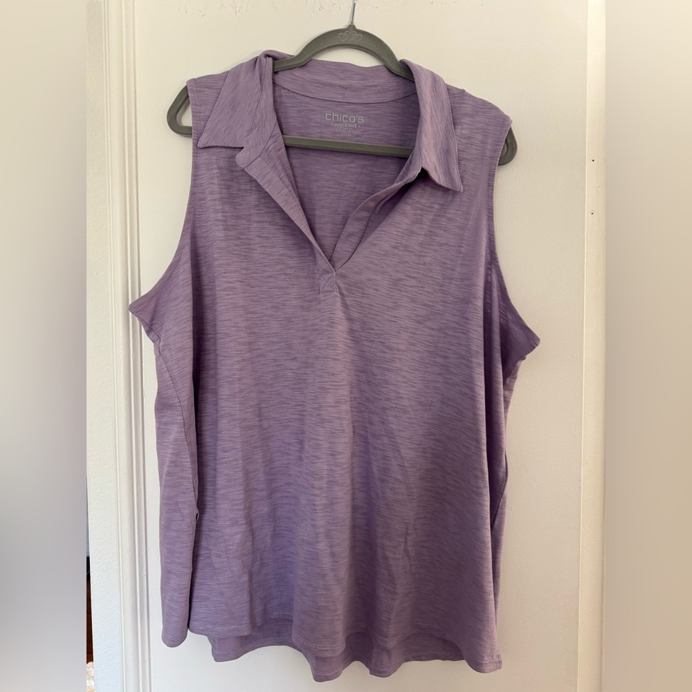 Chico's Lavender Sleeveless Collared Top